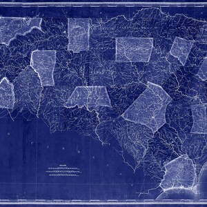 1833 North Carolina map reprint , Tar Heel map gift, 3 sizes (printed in 3 pieces) up to 90x36" & 3 color choices - sold UNFRAMED image 7
