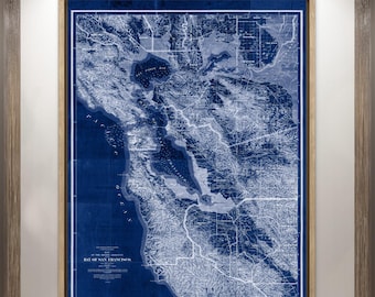 Map of San Francisco 1873, Vintage San Francisco map reprint - 5 large/XL sizes up to 48x64" in 1 or 4 parts-in 3 three colors