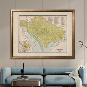 1887 Washington DC map reprint - Washington, DC home decor - 4 large sizes to 40x30&quot; and 3 color choices - sold UNFRAMED