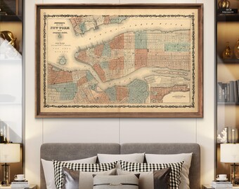 1862 New York City Map Art Print: Vintage Manhattan Decor