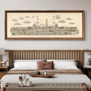 Vintage HMS Sovereign Battleship Print: Chromolithographic Naval Art