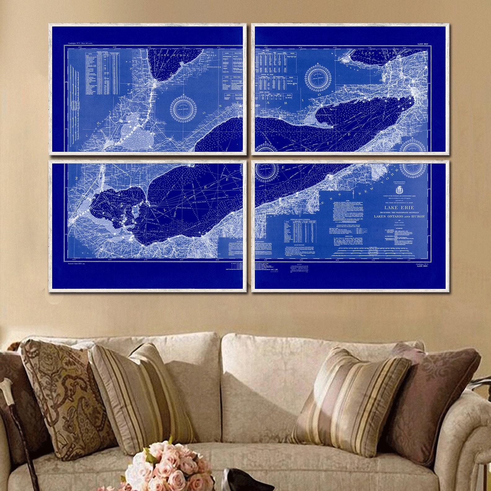 1929 Lake Erie nautical chart reprint Ohio Lake Erie map Etsy