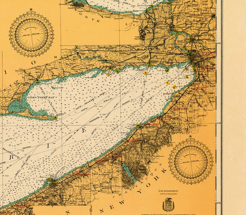 1929 Lake Erie Nautical Chart Reprint Ohio Lake Erie Map Etsy