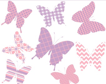 Princess Butterflies Digital Clip Art - Personal and Commercial Use - Instant Download - C34