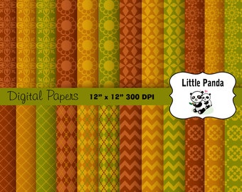 Thanksgiving Digital Paper 24 jpg files 12 x 12 - Instant Download - D181