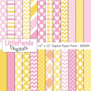 Baby Minnie Mouse Digital Paper Pack, Scrapbooking, Papiery do scrapbookingu, Baby Shower, Urodziny, Zaproszenia, Natychmiastowe pobieranie D533