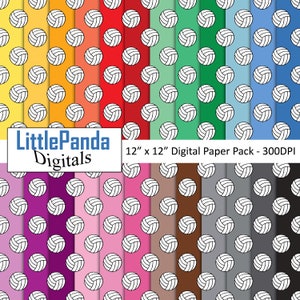 Volleyball digitale Papier Sport Scrapbook Papier Volleyball Hintergrund Volleyball Muster druckbare Regenbogenfarben kommerzielle Nutzung D718