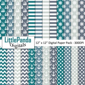 Nautische digitale Papier Anker Hintergrund Boot Scrapbook Papier Polka Dots Chevron Schiff Rad Muster Papier Handwerk kommerzielle Nutzung D623