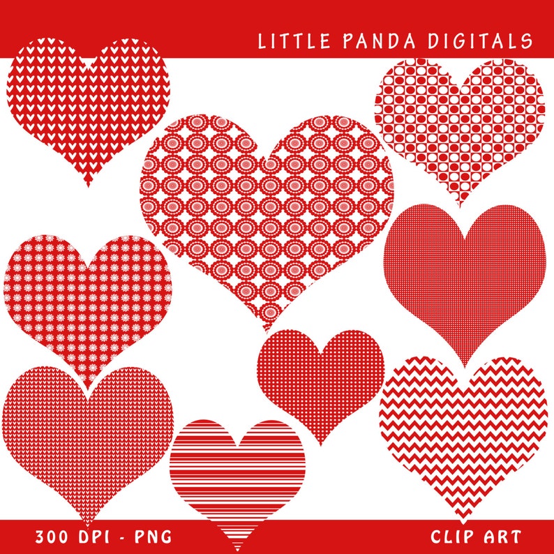 Valentine Hearts Digital Clip Art - Instant Download - C08 - Etsy