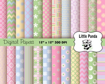 Easter Digital Paper Pack 24 jpg files 12 x 12  - Instant Download - D219