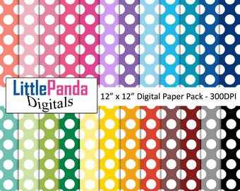 Polka dots digital paper, scrapbook papers, wallpaper, background, commercial use - D452