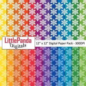 Navidad papel digital copo de nieve fondo colores primarios copo de nieve patrón de álbum de recortes de papel de papel artesanales uso comercial D643