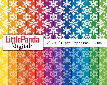 Weihnachten digitale Papier Schneeflocke Hintergrund Primärfarben Schneeflocke Muster Urlaub Scrapbook Papier Handwerk kommerzielle Nutzung D643