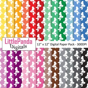 Meerjungfrau digitale Papier Strand Scrapbook Papier kleine Meerjungfrau Hintergrund Geburtstag Einladung Papier Handwerk Regenbogen Farben kommerzielle Nutzung D653