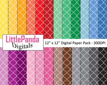 Moroccan scrapbook paper, moroccan digital paper, moroccan pattern, rainbow colors, invitation background, commercial use D748