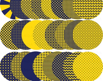 Midnight Blue and Yellow Circles Digital Clip Art - Personal and Commercial Use - Instant Download - D390