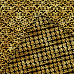 Gold Damask Digital Paper, Black and Gold, Damask Background ...