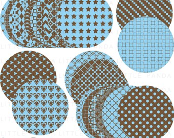 Baby Blue and Dark Brown Circles Digital Clip Art - Personal and Commercial Use - Instant Download - D418