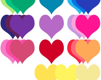 Rainbow Hearts Digital Clip Art - Personal and Commercial Use - Instant Download - C47