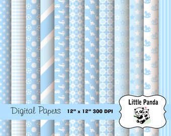 Baby Boy Digital Paper - Digital Scrapbooking - Instant Download - D225