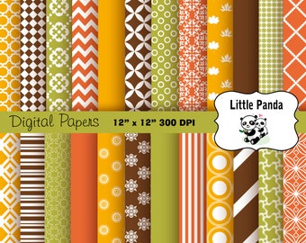 Thanksgiving Digital Paper 24 jpg files 12 x 12 - Instant Download - D180