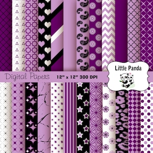 Purple Digital Scrapbook Papers 24 jpg files 12 x 12 - Instant Download - D246