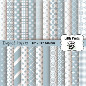 Pastel blauwe digitale Scrapbook papier Pack 24 jpg bestanden 12 x 12 - Instant downloaden - D253