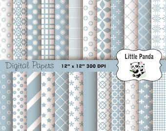 Pastel Blue Digital Scrapbook Paper Pack 24 jpg files 12 x 12  - Instant Download - D253