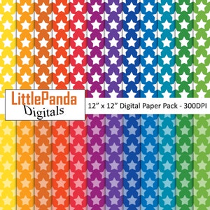 Estrellas papel digital colores primarios álbumes de recortes páginas de papel artesanías estrellas fondo fondo de pantalla descarga instantánea uso comercial D601