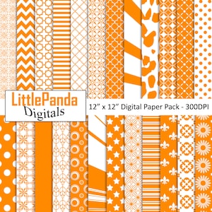 Oranje digitale papier, Scrapbook Papers, achtergrond, 24 jpg bestanden 12 x 12 - Instant downloaden - D437