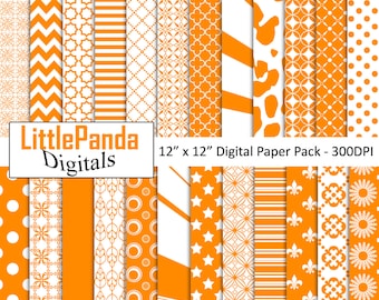 Orange Digital Paper, Scrapbook Papers, Background, 24 jpg files 12 x 12 - Instant Download - D437