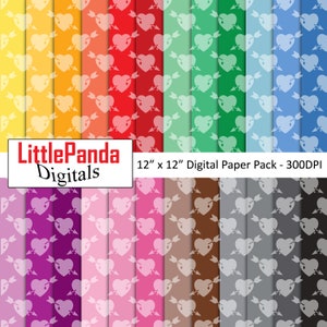 Amor Herz digitale Papier Valentinstag Schrottbuch Papier Herz Muster Liebe Herz mit Pfeil Hintergrund Primärfarben kommerzielle Nutzung D650