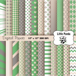 Almond Fern Gray Digital Paper Pack 24 jpg files 12 x 12  - Instant Download - D287