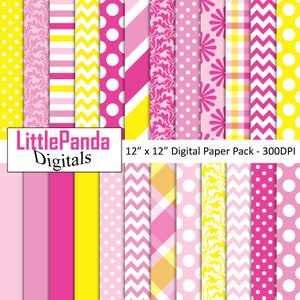 Papel digital de aniversário, papéis de scrapbook, planos de fundo de aniversário, chá de bebê, bolinhas, damasco, xadrez, listras D541