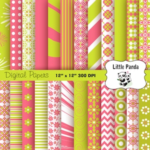 Selvatici anguria e pera Digital Scrapbooking Papers 24 jpg file D164 - Instant Download - 12 x 12
