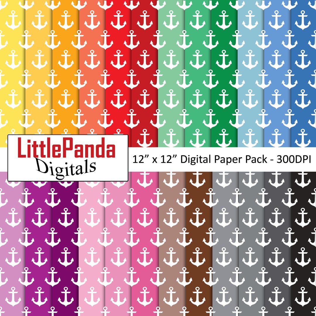 Anchor Digital Paper Nautical Scrapbook Paper Ocean Beach Sail Away ...