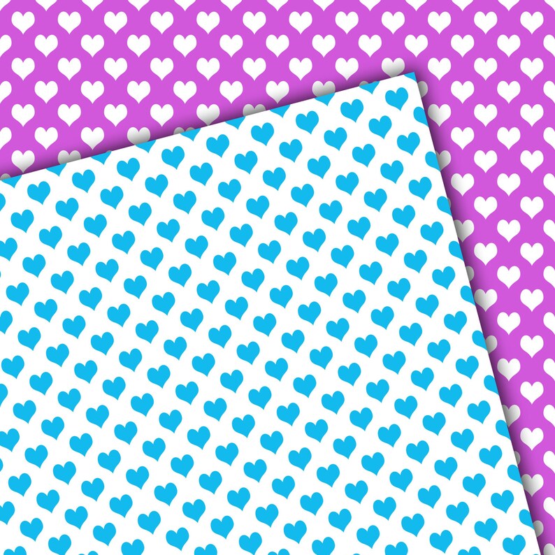 Hearts Digital Paper Scrapbook Papers Wallpaper Background - Etsy