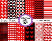 Valentine Digital Scrapbook Paper Pack, Commercial Use, Personal Use, 12 jpg files 12 x 12  - Instant Download - D70