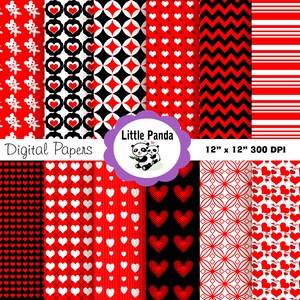 Valentine Digital Scrapbook Paper Pack, Commercial Use, Personal Use, 12 jpg files 12 x 12  - Instant Download - D70