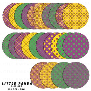 Mardi Gras Scalloped Circle Clip Art - Personal and Commercial Use - Instant Download - C97