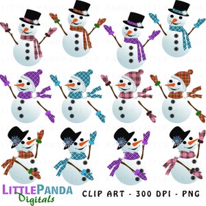 Snowman Clipart Digital Clip Art - Personal and Commercial Use - Instant Download - D397