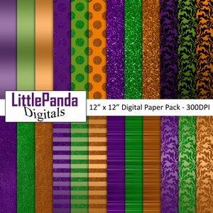Halloween Digital Papier Metallic Glitter Streifen Damast Folie Scrapbook Papier Muster kommerzielle Nutzung grün lila Orange Hintergrund D574