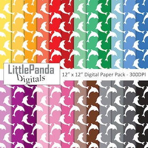 Delphin digitales Papier, unter dem Meer Scrapbook Papier, Meer Tier Muster, Delphin Hintergrund Sommer, Regenbogenfarben, kommerzielle Nutzung D741