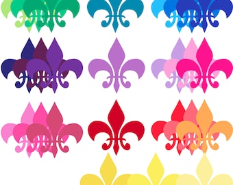 Rainbow Fleur De Lis Digital Clip Art - Uso personal y comercial - Descarga instantánea - C46