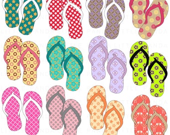 Digitale Flip Flops Clip Art - Instant Download - C100