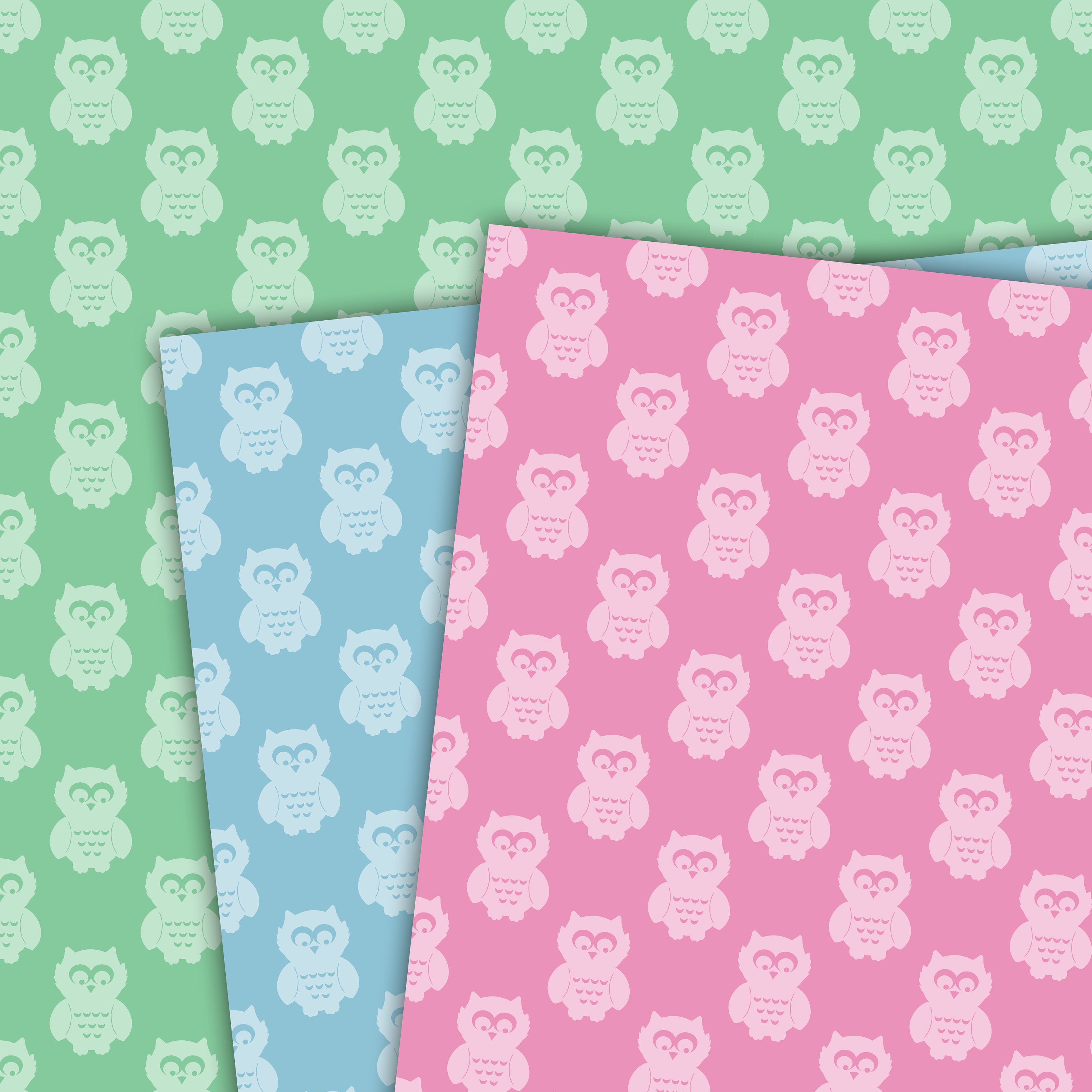 Owl Digital Paper Cute Owl Silhouette Baby Shower Scrapbook Paper ...