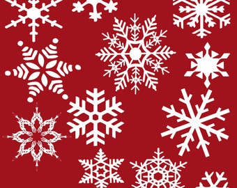 Snowflake Digital Clip Art - Personal and Commercial Use - Instant Download - C128