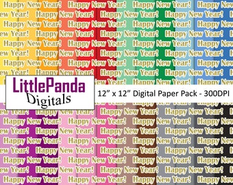 Happy New Year digital paper scrapbook paper new years background invitation paper crafts card making commercial use printable paper D645