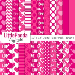 Valentinstag digitale Papier Liebe Scrapbook Papier Valentinstag Muster Herzen druckbare Papier Xoxo Amor Hintergrund kommerzielle Nutzung D697