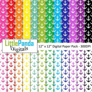 Papel digital náutico, papéis de scrapbook de âncora, papel de parede, fundo, uso comercial - D475